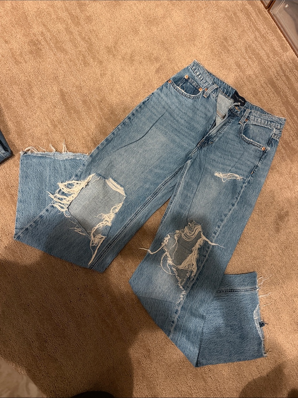 Lucky Brand Light Blue Distressed Wide-Leg Jeans